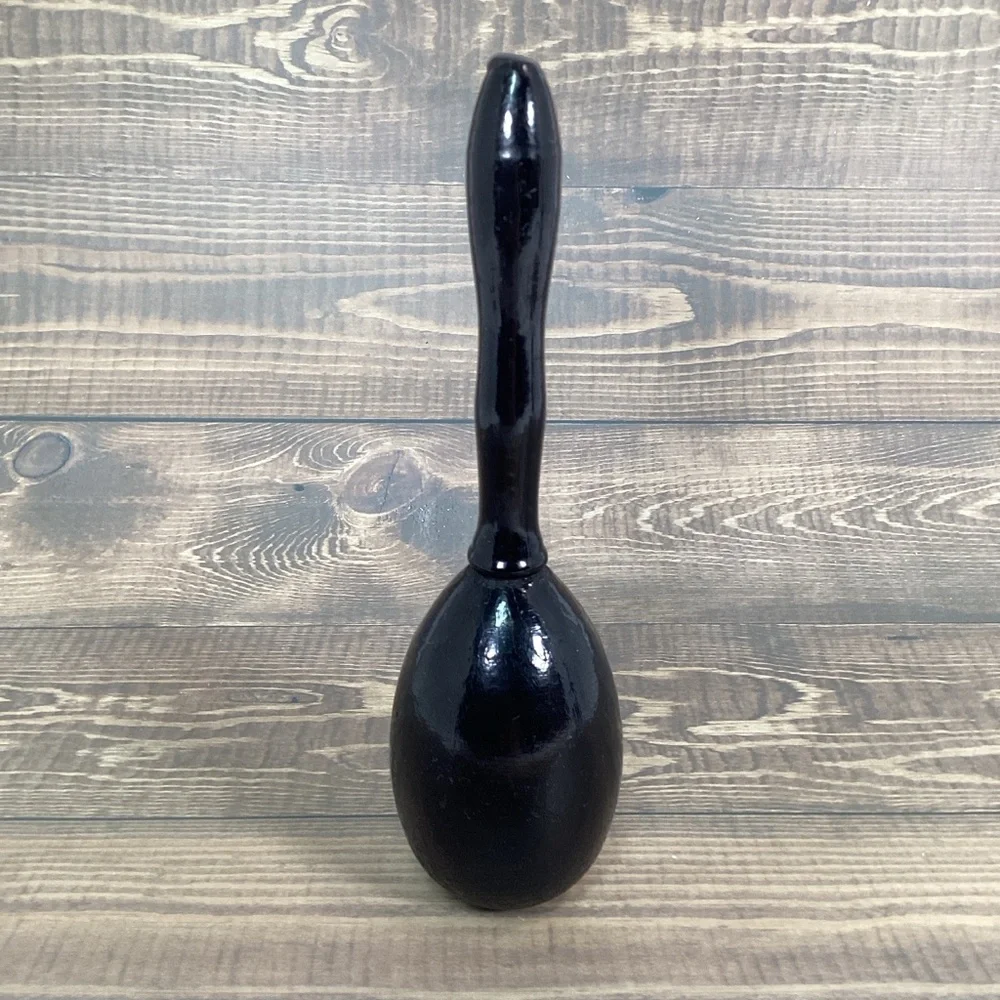 Pair Vintage Black Wood Egg Shaped Sock Darner, Wooden Sewing Tool